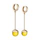 Gold-Plated Dangle Earrings With Lemon Amber The Paris, image 