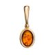 Oval Golden Pendant With Cognac Amber The Goji, image 