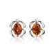 Cognac Amber Earrings In  Sterling Silver The Violet, image 
