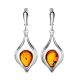 Cognac Amber Silver Dangles The Fiori, image 