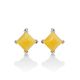 Geometric Silver Earrings With Honey Amber The Athena, image 