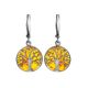 Symbolic Earrings Made With Amber And Sterling Silver  The Tree Of Life, image 