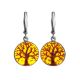 Symbolic Earrings Made With Amber And Sterling Silver The Tree Of Life, image 