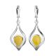 Sterling Silver Dangle Earrings With Honey Amber The Fiori, image 