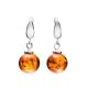 Cognac Amber Earrings In Sterling Silver The Saturn, image 