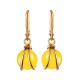 Charming Gold-Plated Earrings With Bright Yellow Amber The Flamenco, image 