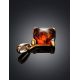 Square Gold-Plated Pendant With Cognac Amber The Athena, image , picture 2
