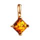 Square Gold-Plated Pendant With Cognac Amber The Athena, image , picture 3