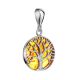 Silver Pendant With Amber The Tree Of Life, image , picture 3