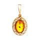 Oval Gold Plated Amber Pendant The Ellas, image 