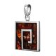 Bold Square Amber Pendant In Silver The London, image 