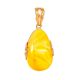 Cloudy Amber Teardrop Pendant In Gold-Plated Silver The Cascade, image 