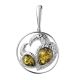 Bold Round Amber Pendant In Silver The Eagles, image 