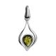 Elegant Silver Pendant With Teardrop Green Amber The Fiori, image 