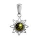 Silver Pendant With Round Amber Stone The Helios, image 