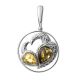 Bright Round Silver Pendant With Amber Eagles The Eagles, image 