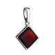 Square Silver Pendant With Cherry Amber The Ovation, image 