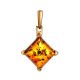 Square Gold-Plated Pendant With Cognac Amber The Athena, image 
