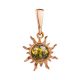 Bright Sun Shaped Gold-Plated Pendant With Amber Centre Stone The Helios, image 