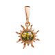 Bright Sun Shaped Gold-Plated Pendant With Amber Centre Stone The Helios, image 
