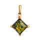 Green Amber Pendant In Gold-Plated Silver The Athena, image 
