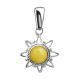 Silver Sun Shaped Pendant With Honey Amber The Helios, image 