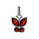 Silver Butterfly Pendant With Cherry Amber The April, image 