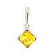 Small Square Silver Pendant With Lemon Amber The Rondo, image 