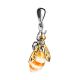 Cute Amber Pendant In Gold-Plated Silver The Bee, image 