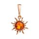 Charming Gold-Plated Pendant With Cognac Amber The Helios, image 