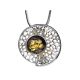 Bright Green Amber Pendant In Silver The Venus, image 