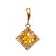 Geometric Gold-Plated Pendant With Amber Center Stone The Hermitage, image 