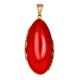 Bright Red Amber Pendant In Gold-Plated Silver, image 