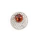 Bold Round Silver Pendant With Amber The Venus, image 