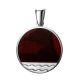 Round Silver Pendant With Cherry Amber The Monaco, image 