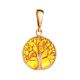 Traditional Amber Pendant in Gold-Plated Silver The Tree Of Life, image 