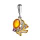 Bright Gold-Plated Pendant With Amber And Crystals The Beatrice, image 