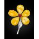 Floral Amber Brooch In Sterling Silver, image , picture 2