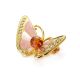 Gold Plated Butterfly Brooch With Amber And Crystals The Beoluna, image , picture 4