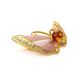 Gold Plated Butterfly Brooch With Amber And Crystals The Beoluna, image , picture 5