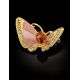 Gold Plated Butterfly Brooch With Amber And Crystals The Beoluna, image , picture 2