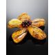 Cognac Amber Flower Brooch The Volcano, image , picture 2