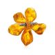 Cognac Amber Floral Brooch The Volcano, image , picture 3