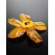 Cognac Amber Flower Brooch The Volcano, image , picture 2