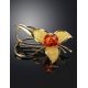 Amber Floral Brooch In Gold Plated Silver The Beoluna, image , picture 2
