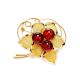 Cherry Amber Gold Plated Brooch The Beoluna, image 