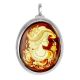 Oval Amber Brooch With Intaglio The Nymph, image 