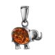 Silver Elephant Pendant With Cognac Amber, image 