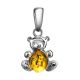 Silver Teddy Bear Pendant With Lemon Amber, image 