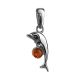 Silver Dolphin Pendant With Cognac Amber Ball, image 